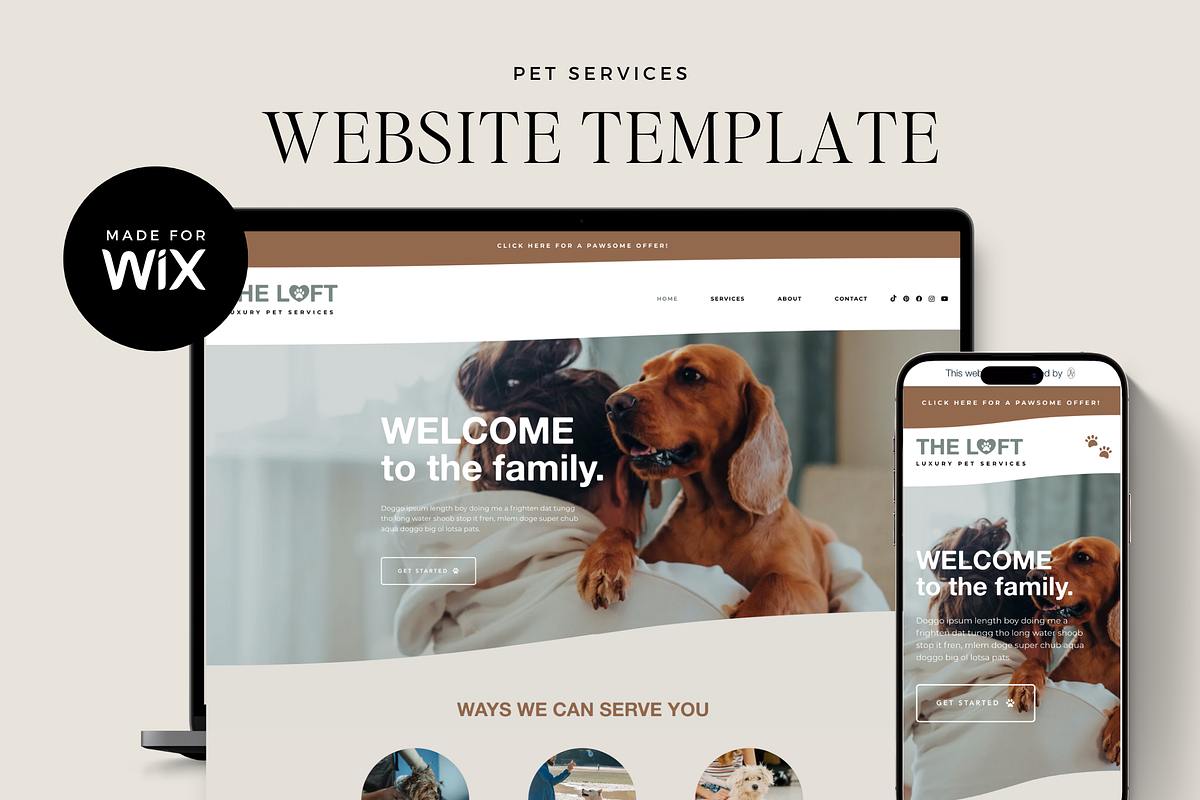 Pet Services Wix Website Template, a Wix Template by Ton Rêve Design Studio (Photo 1 of 8)