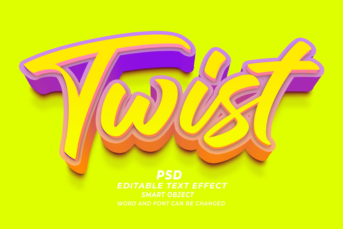 Twist PSD 3D editable text effect, a Layer Style Add-On by TrueVector