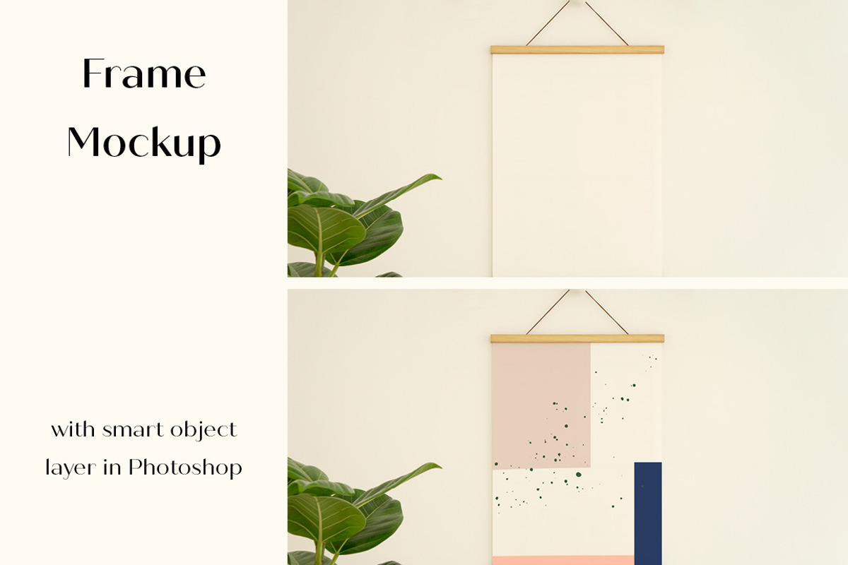 Poster Mockup with Wood Hanger, a Print Template by LOPEstudio (Photo 1 of 5)