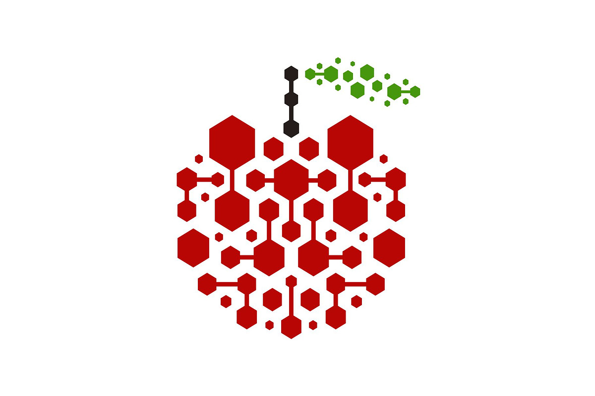 Cherry Fruit and Hexagonal Tech Logo, a Branding & Logo Template by Buqancreative