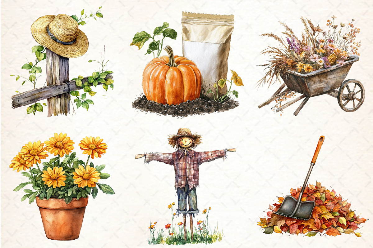Autumn Garden Clipart, an Illustration by DreamCafeArt (Photo 3 of 7)