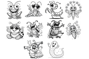 Crazy Cartoon Insects Set 1