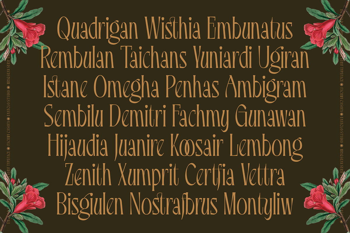 Wrigskan - Luxury Ligature Serif, a Serif Font by Enxyclo Studio (Photo 8 of 15)