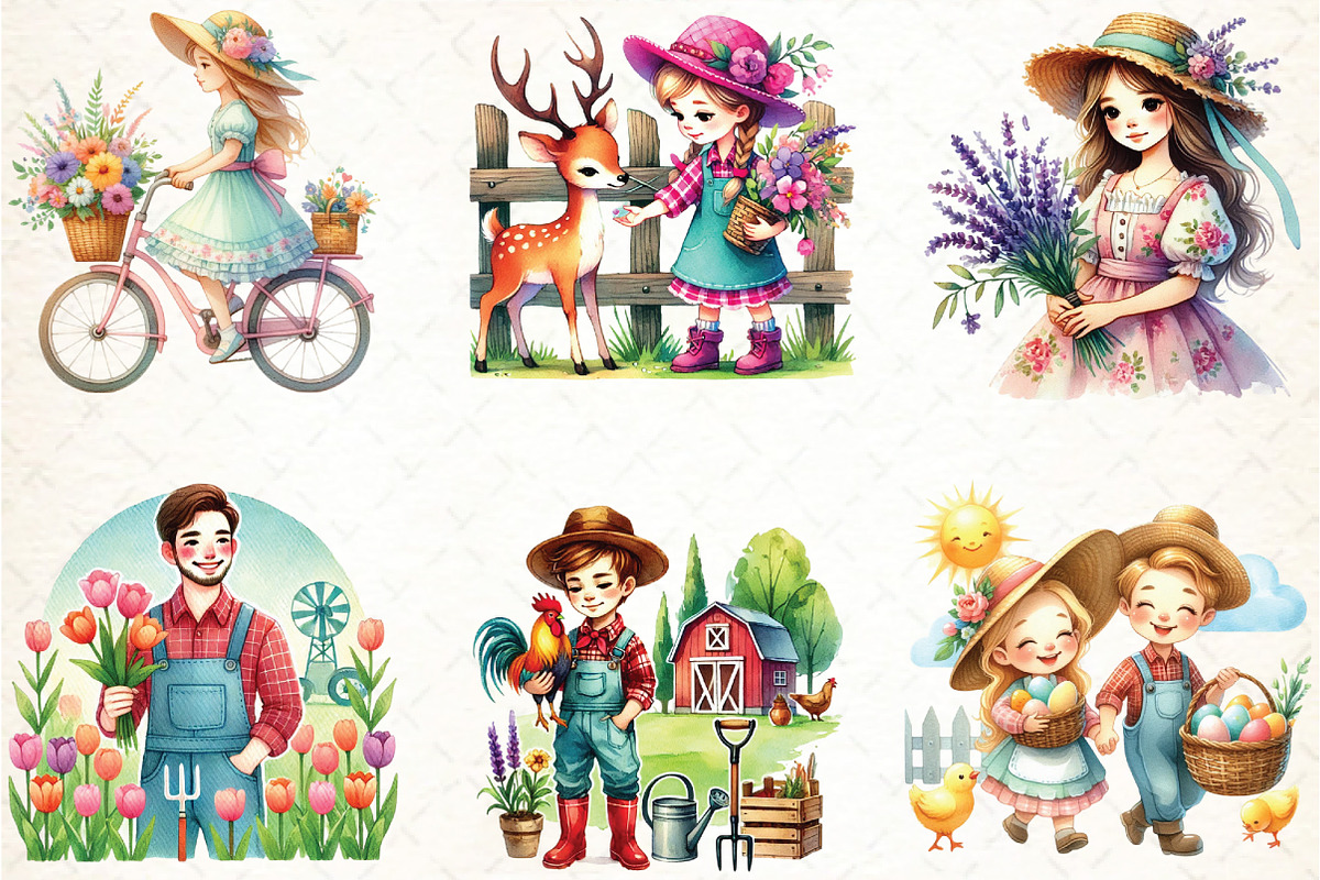 Spring Farmer Clipart, an Illustration by DreamCafeArt (Photo 3 of 3)