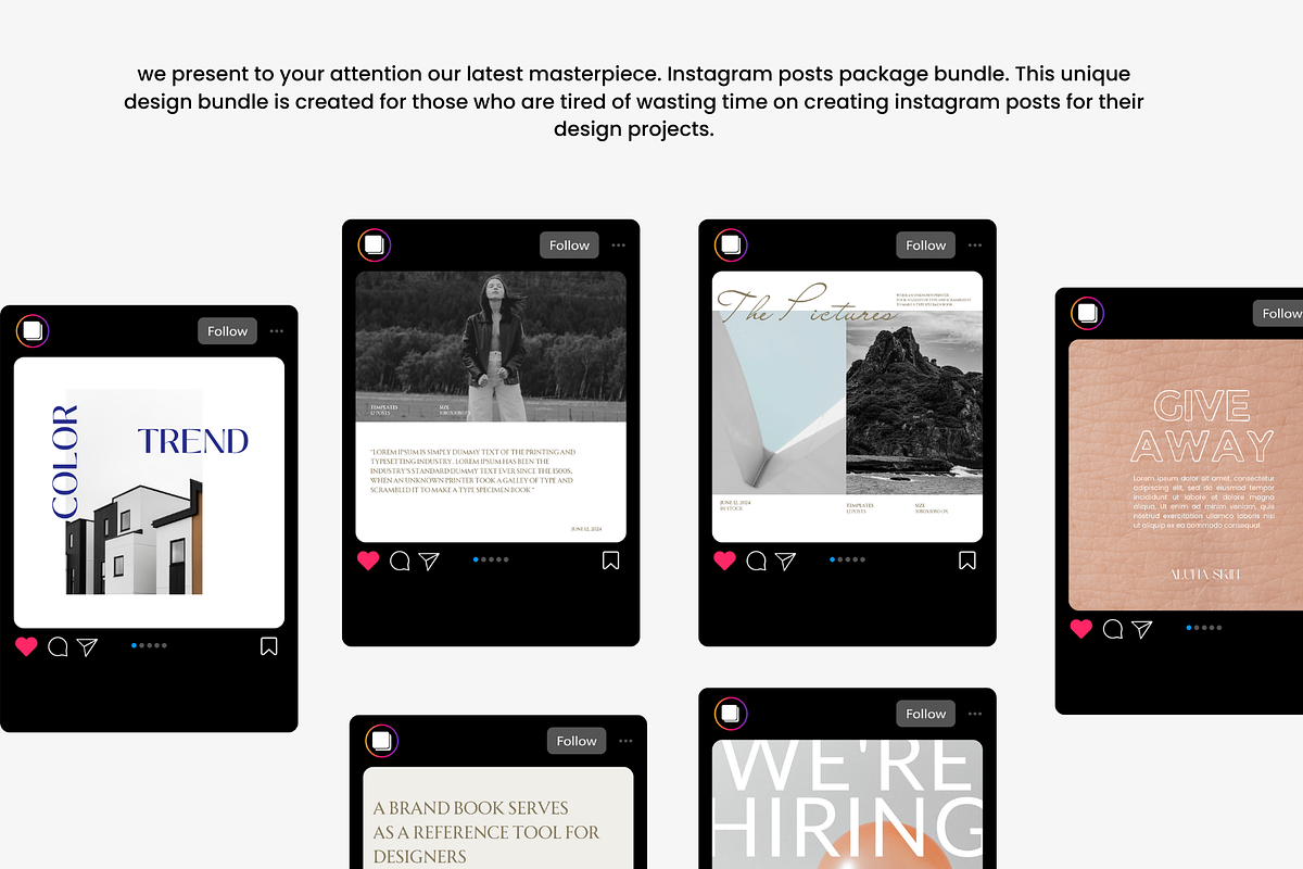 200 Instagram Posts Template Kit, a Social Media Template by Moodwave Studio (Photo 2 of 6)