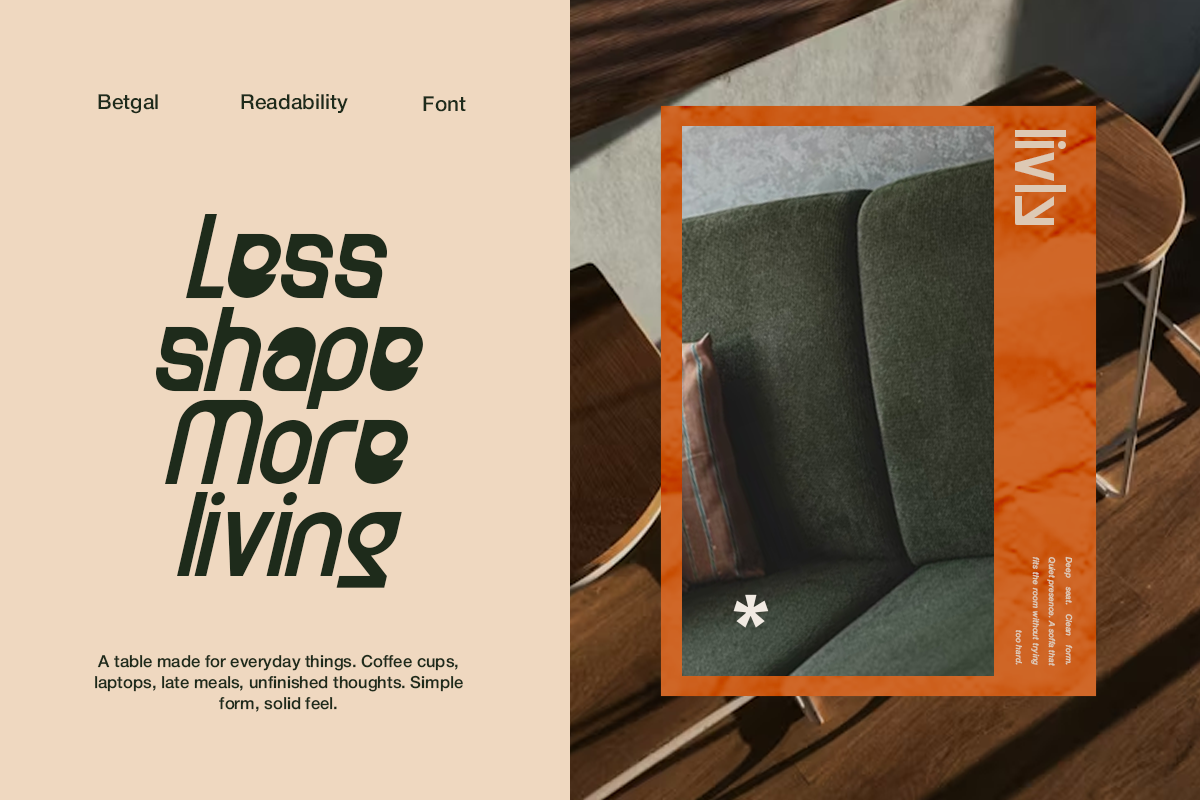 Betgal - Contemporary Furniture Font, a Sans Serif Font by Pandeka Studio (Photo 5 of 9)
