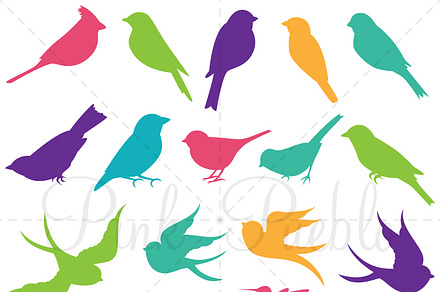 Cute Bird Silhouette Photoshop Brush preview 2
