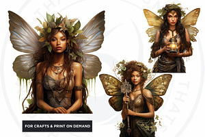 Boho Forest Fairy Clipart PNG