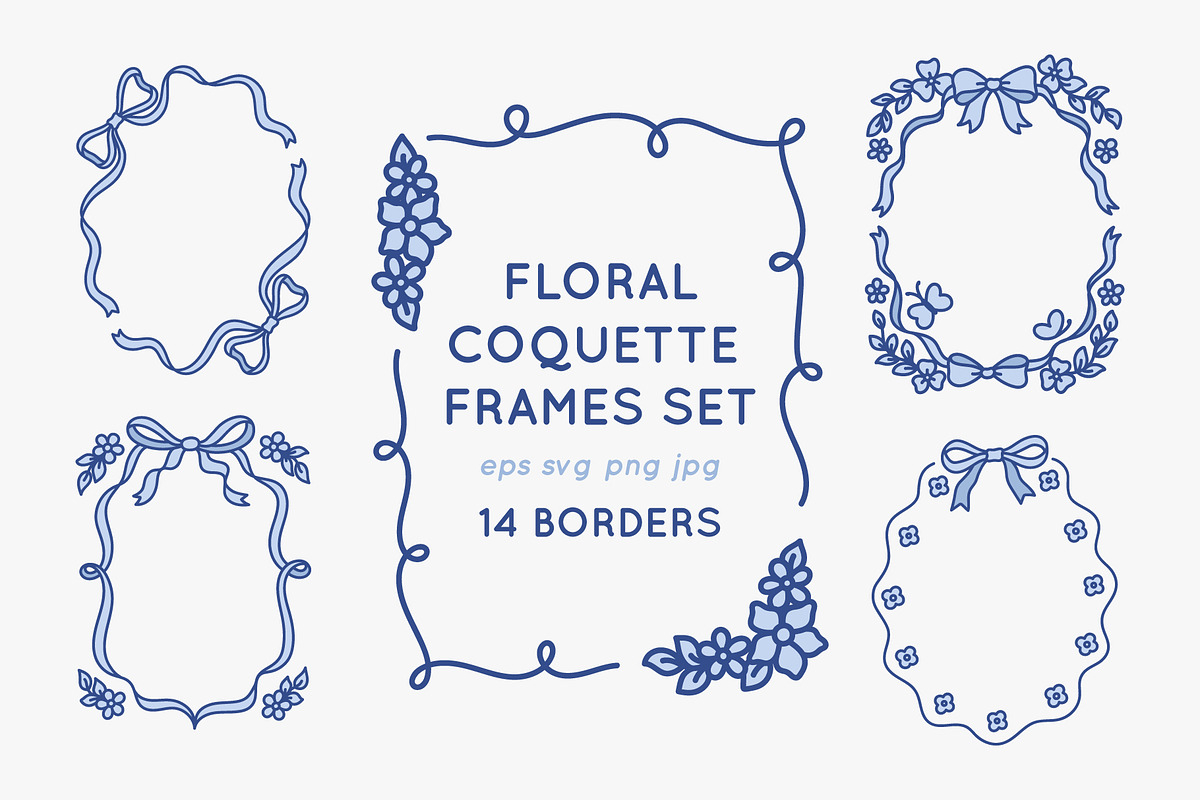 Floral Coquette Bows Frames Set, a Background Graphic by Viaireshop (Photo 1 of 3)
