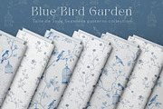 Floral Blue Toile Seamless Patterns, a Pattern Graphic by Olya Creative (Thumbnail 3 of 18)