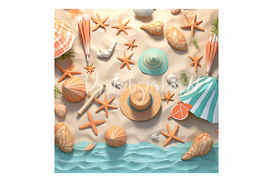 3D Beach Life Seamless Backgrounds