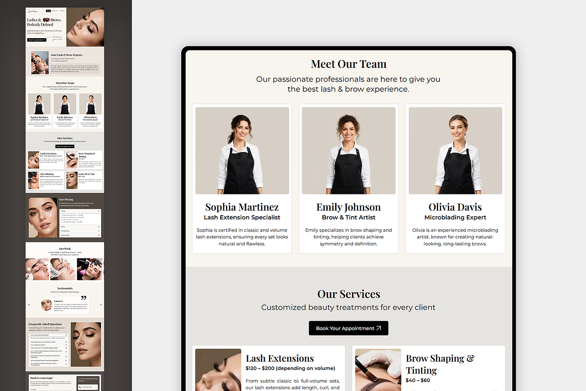 Eyelashes Salon Wix Studio Website preview 2