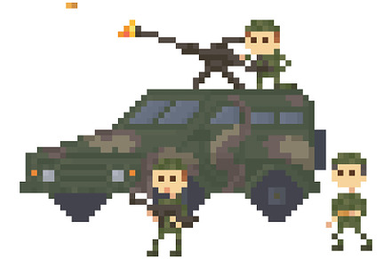 Soldiers in uniform near combat, an Illustration by robuart