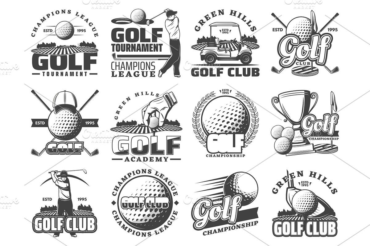 Golf sport game vector icons, a Person Illustration by Vector Tradition