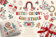 Retro Groovy Christmas, an Illustration by Cozy pattern shop (Thumbnail 1 of 12)