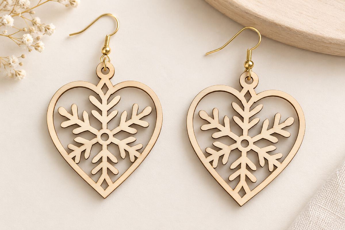 Christmas Snowflake Earrings SVG, an Object Graphic by Canvas Craft (Photo 3 of 4)