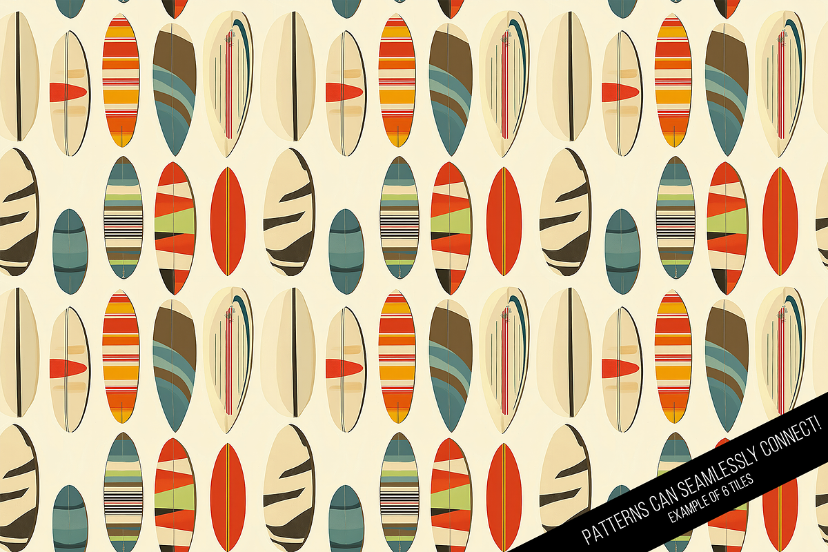 Retro Surfing Seamless Digital Paper, a Pattern Graphic by Chromolume Studio (Photo 4 of 15)