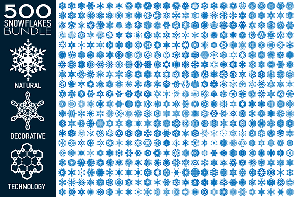500 Vector Snowflakes Bundle
