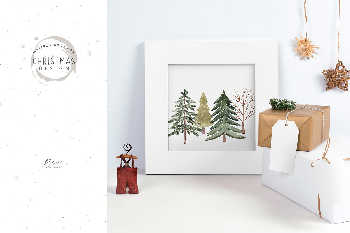 Watercolor Christmas trees, a Decorative Illustration by BrushArtDesigns (Photo 4 of 5)