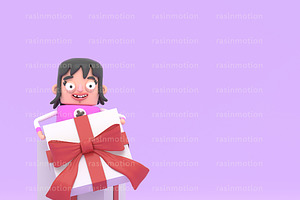 happy smiling girl opening gift box, a Person Illustration by rasinmotion