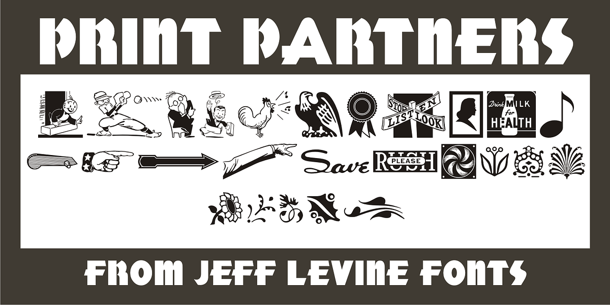 Print Partners JNL, a Symbol Font by Jeff Levine Fonts