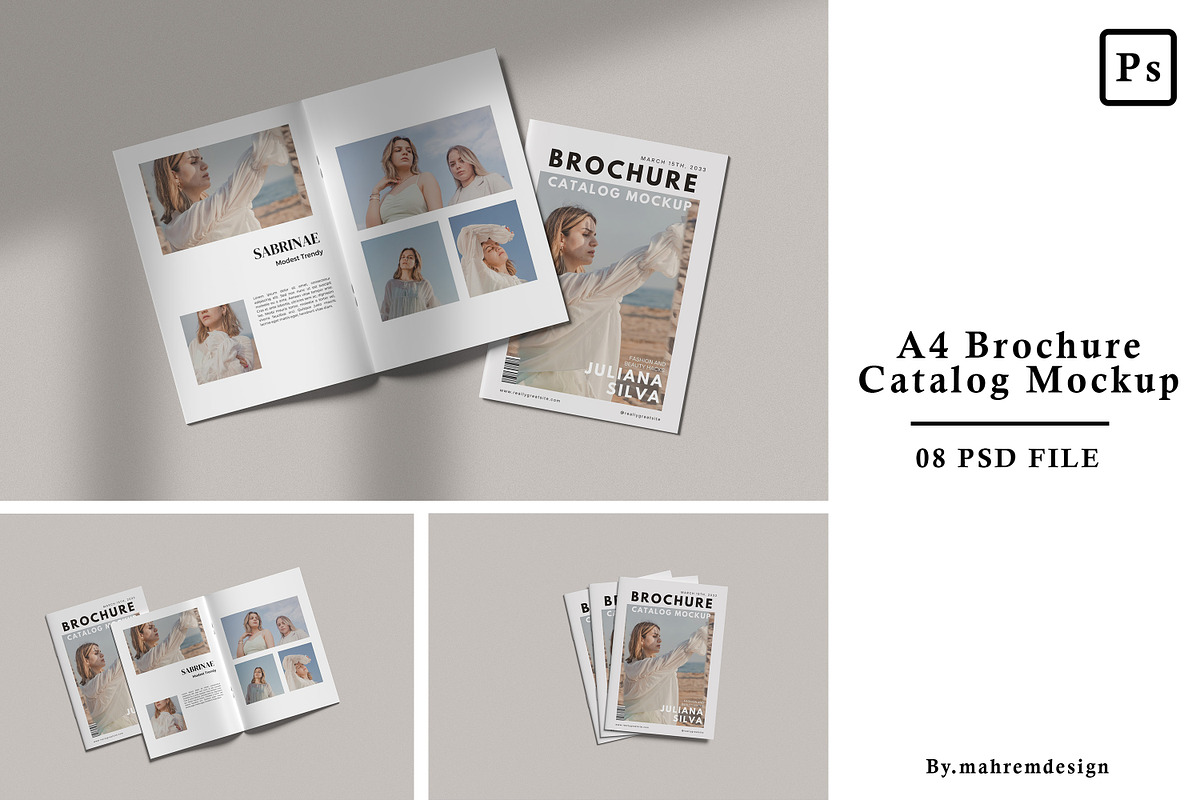 A4 Brochure Catalog Mockup, a Books & Magazine Mockup by mahremdesign (Photo 1 of 9)