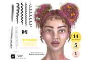 Procreate Curly Hair Brushes, a Brush Add-On by Artbykimmyw (Thumbnail 6 of 8)
