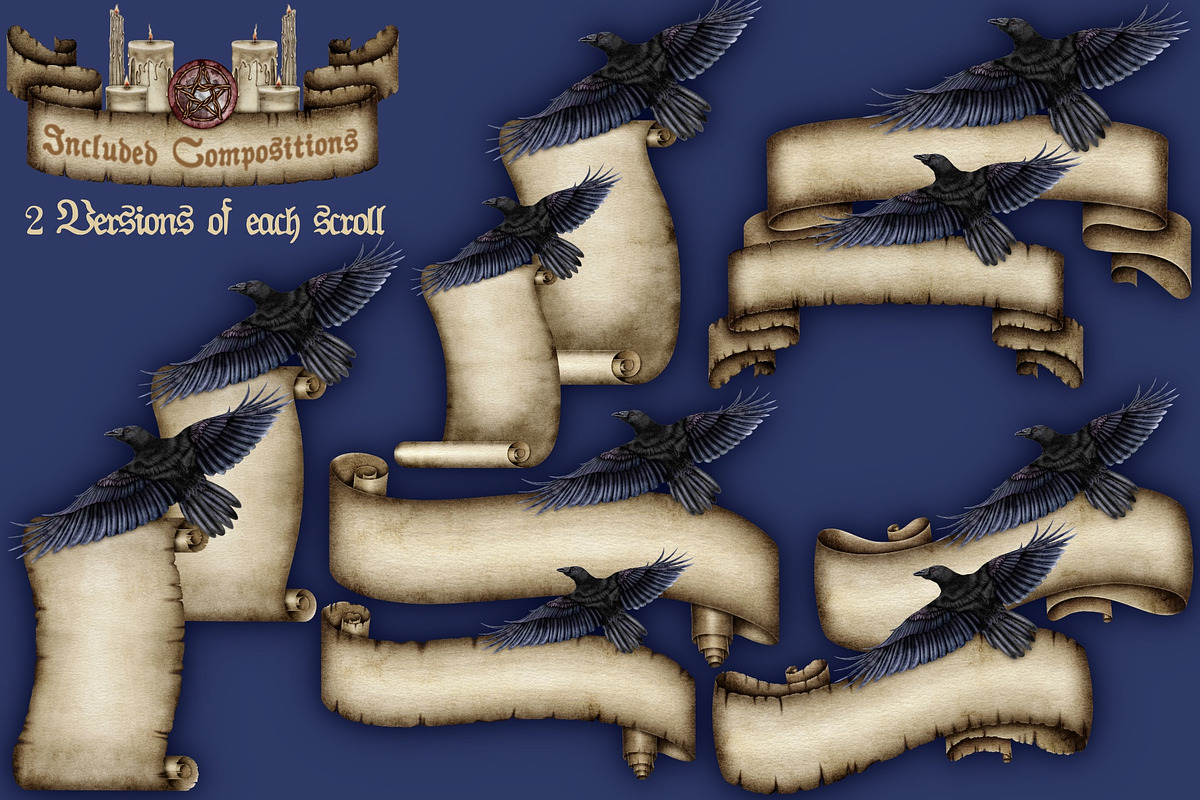 Crystal Magic, Dark clip art set., a Seasonal Illustration by Happy Sloth Graphics (Photo 9 of 18)