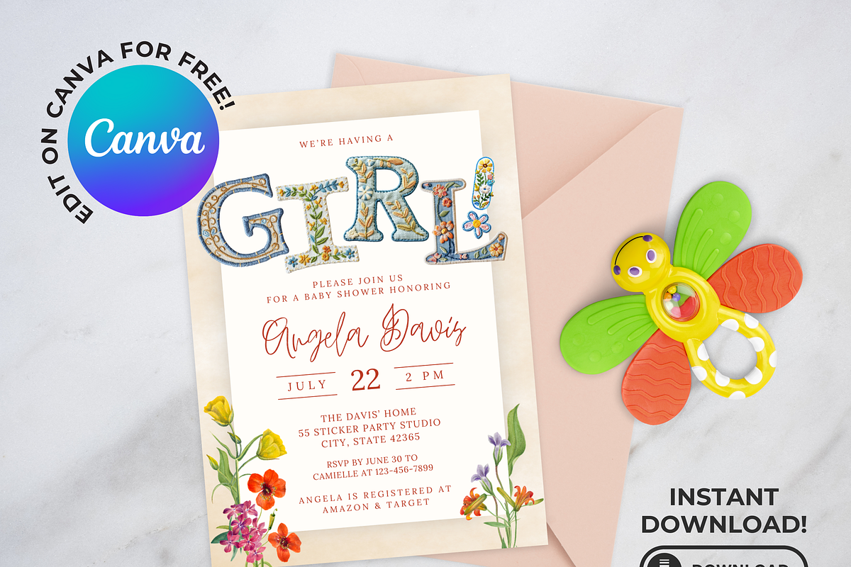 TWO Editable Baby Shower Template, a Design Template by Sally Salinas (Photo 1 of 6)