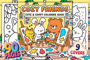 Cozy Friends Cute Comfy Coloring