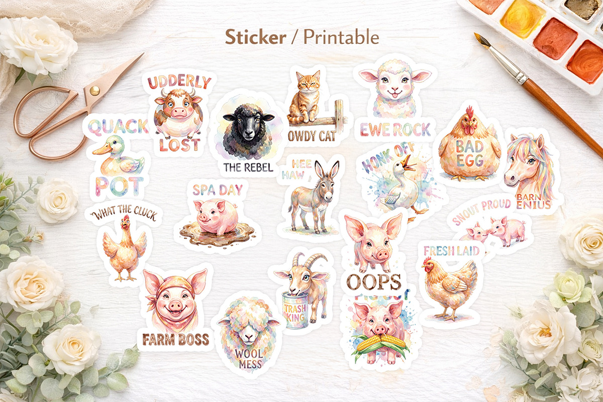 Funny Rustic Barnyard Sublimation, an Illustration by Artnoy (Photo 7 of 8)