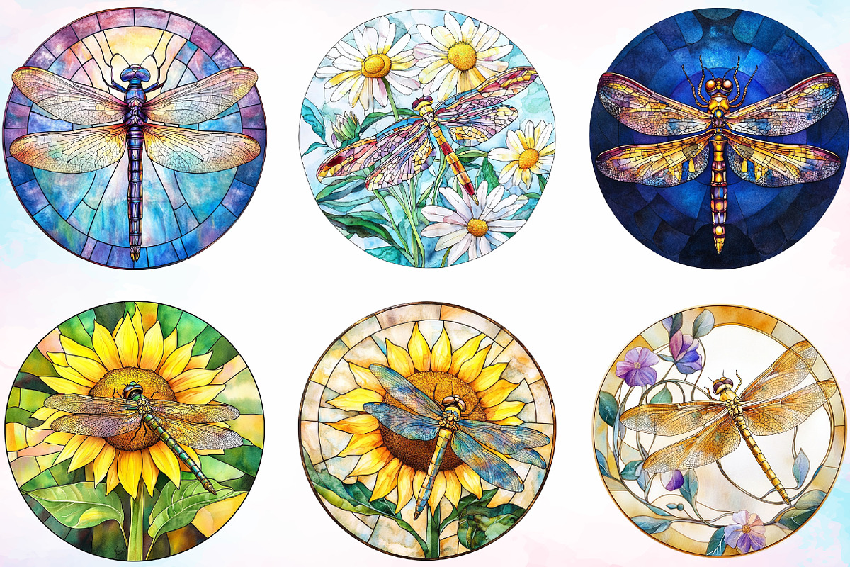 Dragonfly Stained Glass Clipart, an Illustration by Canvas Craft (Photo 5 of 5)