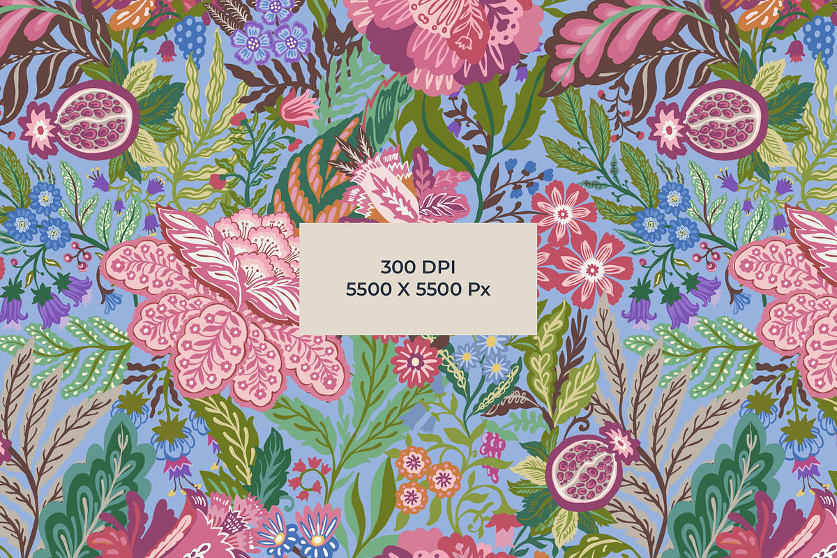 Pomegranate Floral Folk Art Pattern, a Pattern Graphic by Sonulkaster (Photo 8 of 8)