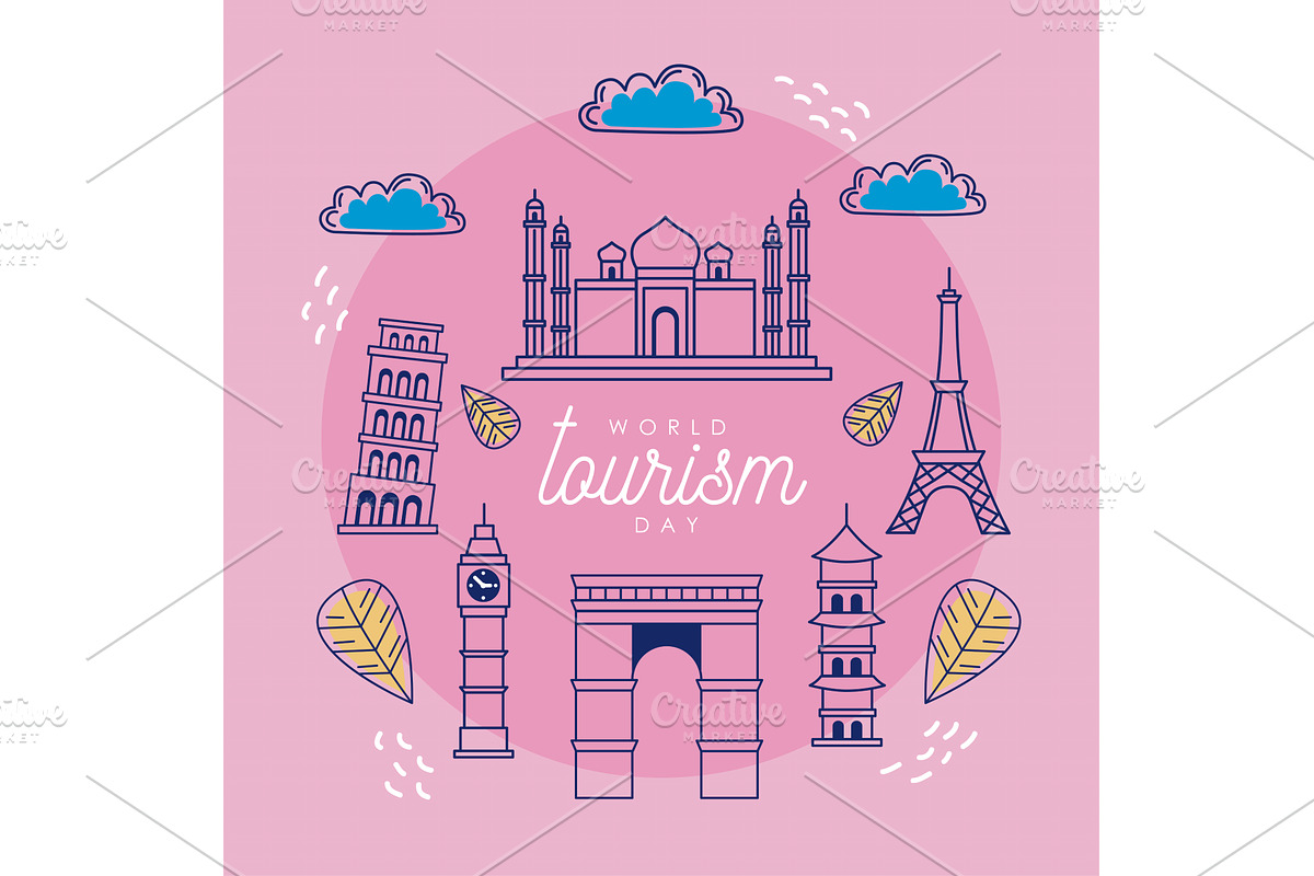 world tourism day lettering poster, an Illustration by studiogstock