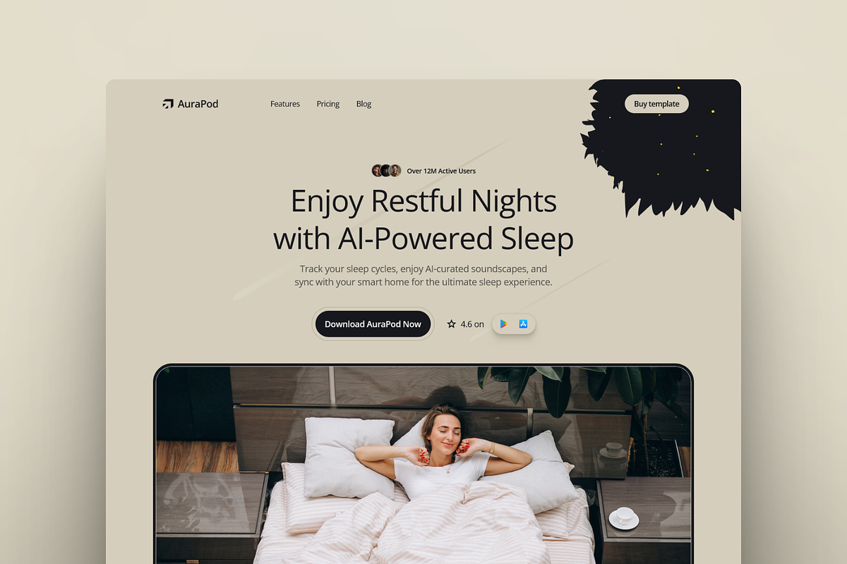 Aurapod, a Landing Page Template by Kayode Sasona (Photo 1 of 4)