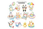 Pool Party, Summer Party Watercolor, an Illustration by CharmClipart (Thumbnail 4 of 10)