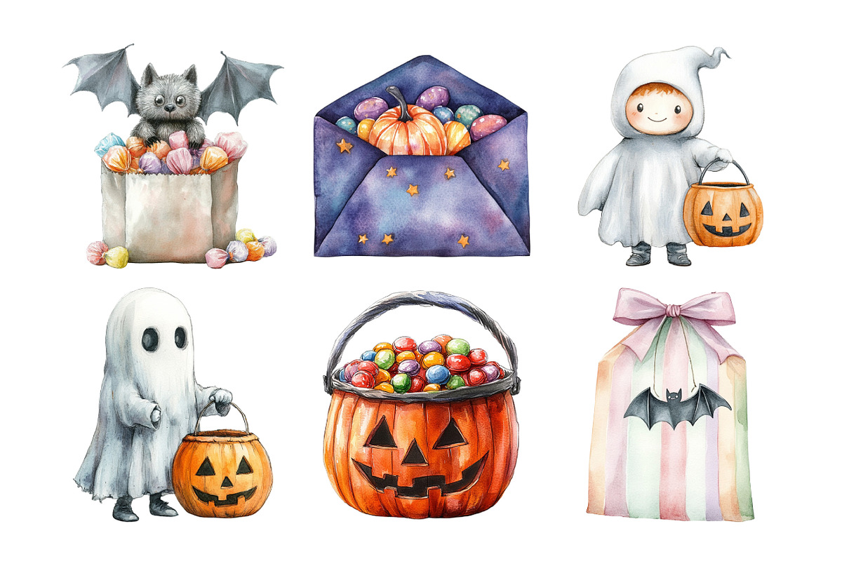 Halloween Trick or Treat Clipart, an Illustration by Daily.Designs (Photo 2 of 5)