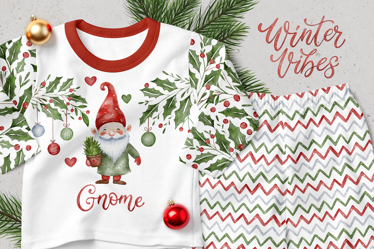 Watercolor Christmas Gnome Bundle, a Seasonal Illustration by Red Ink (Photo 3 of 10)