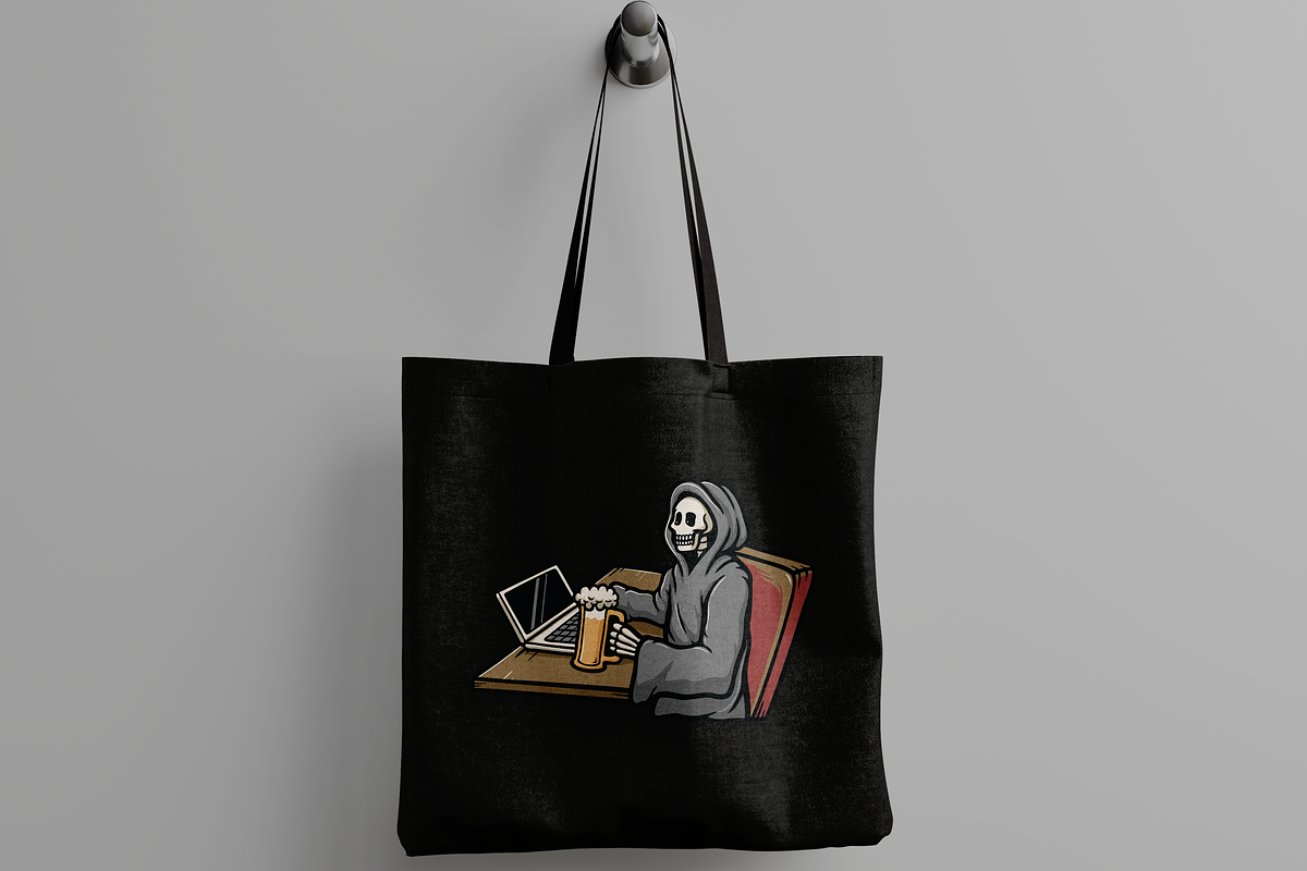 Grim Reaper with Laptop and Beer, an Object Illustration by nomlimo.com (Photo 2 of 3)