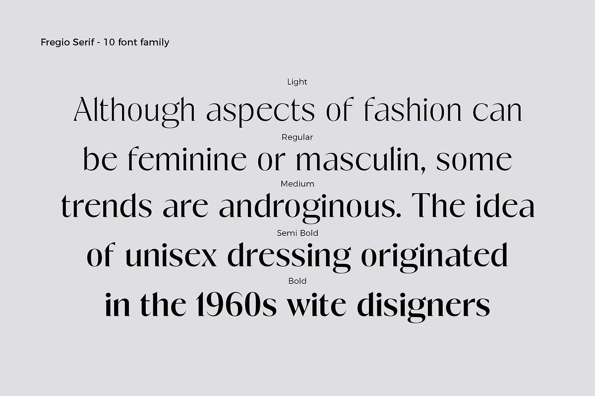 Fregio - Serif Family (10 Fonts), a Serif Font by Dora Typefoundry (Photo 3 of 16)