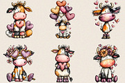 Whimsical Valentine Cow Clipart, an Illustration by SVGArt (Thumbnail 7 of 8)