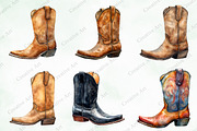 Western Boots Watercolor Clipart, an Illustration by Creative Art (Thumbnail 3 of 10)