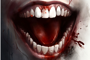 Blood Mouth Vampire. Generate Ai