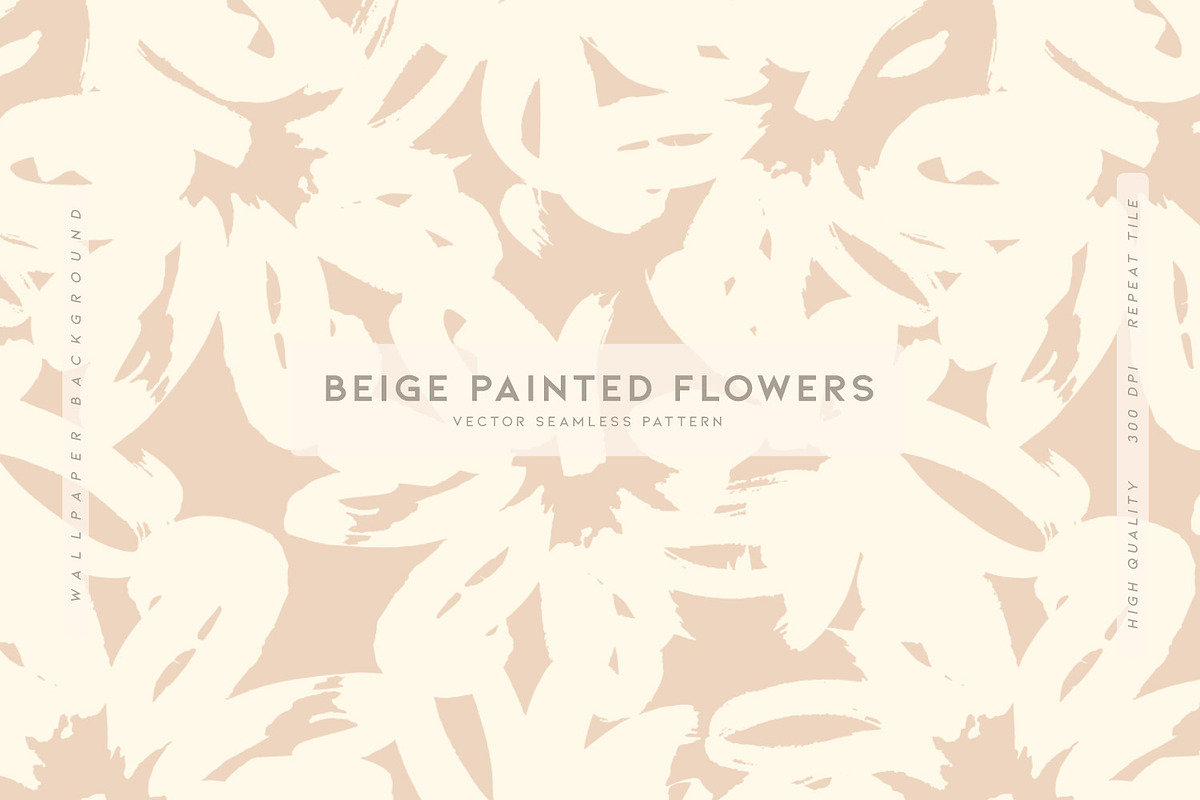 Beige Painted Flowers, a Pattern Graphic by MalyskaStudio (Photo 1 of 4)
