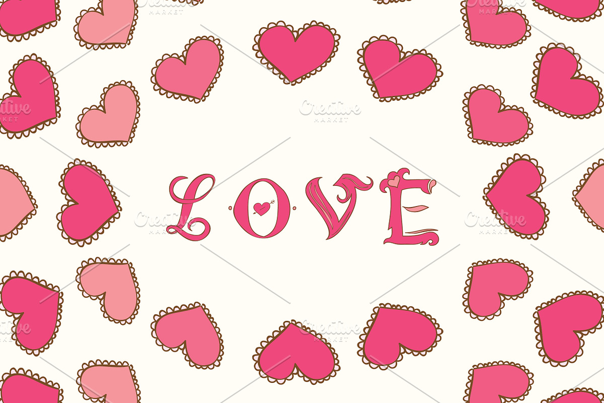 Vector set of Valentine's Day., a Decorative Illustration by Little A (Aigul) (Photo 3 of 4)