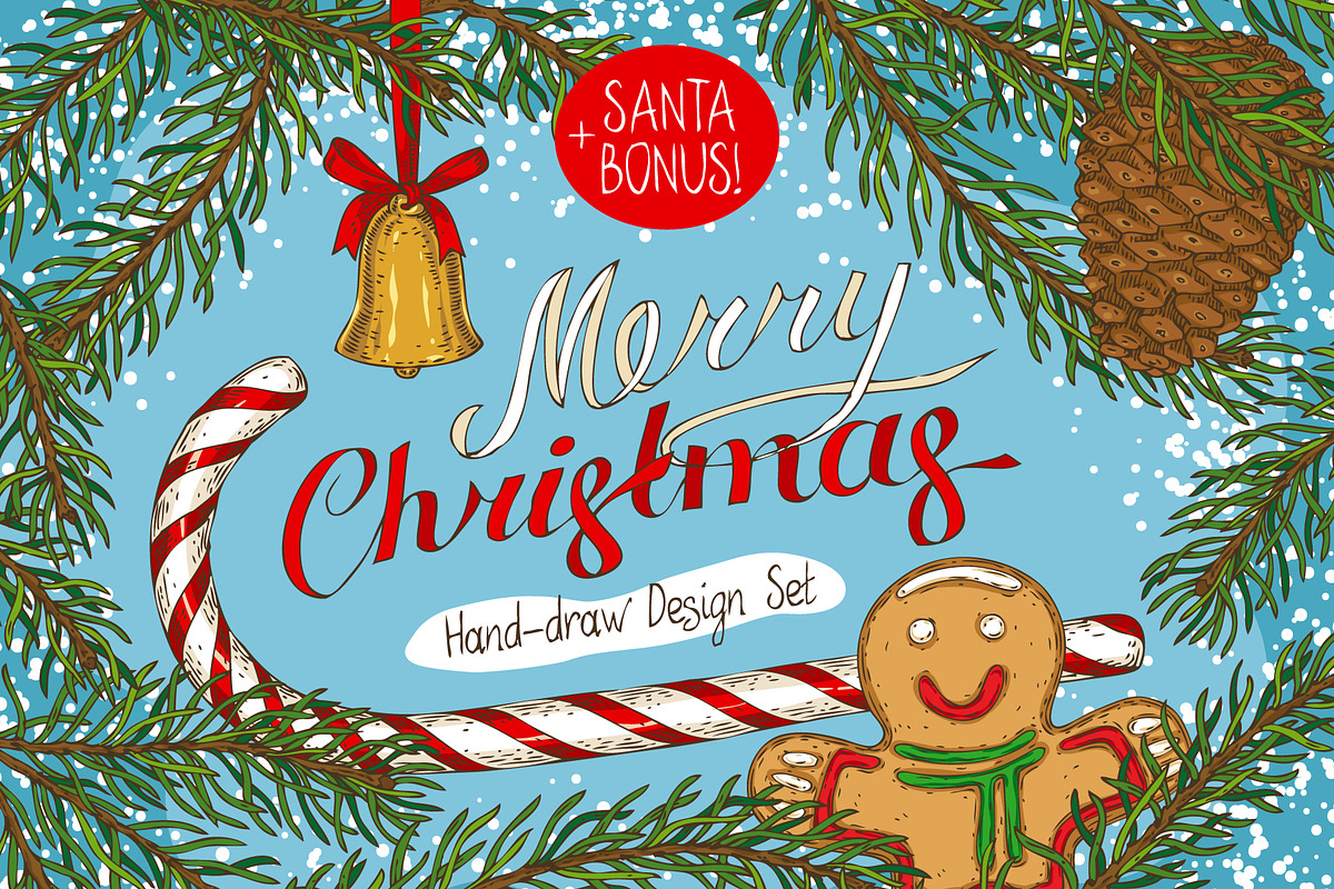 Merry Christmas Design Set, a Decorative Illustration by DeepFuze (Photo 1 of 9)