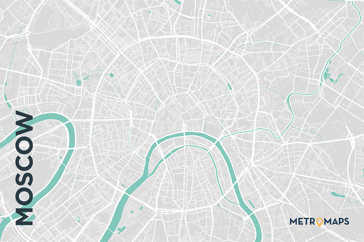 MAP SET - Pale / Turquoise - 15 Maps, a Graphic by MetroMaps (Photo 11 of 16)