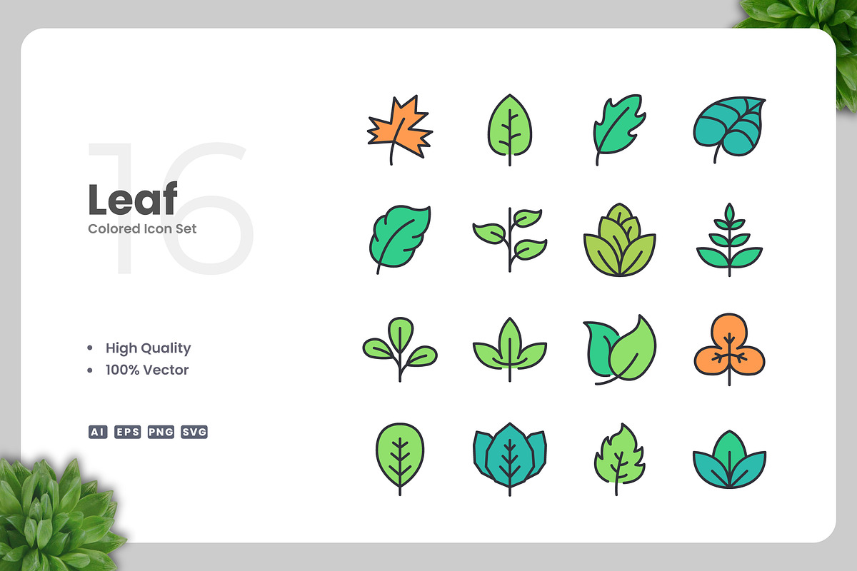 Leaf Colored Icons, an Icon by Upnowgraphic