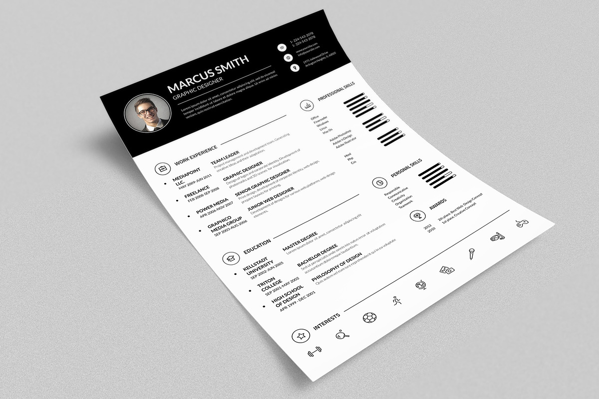 Simple Resume CV, a Stationery Template by ND Design (Photo 3 of 8)