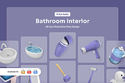Bathroom Interior 3D Icon Set, a Work Illustration by twinstd (Thumbnail 1 of 6)